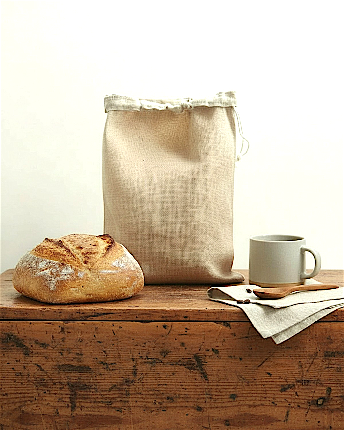 Linen Bread Bag with Beeswax Liner