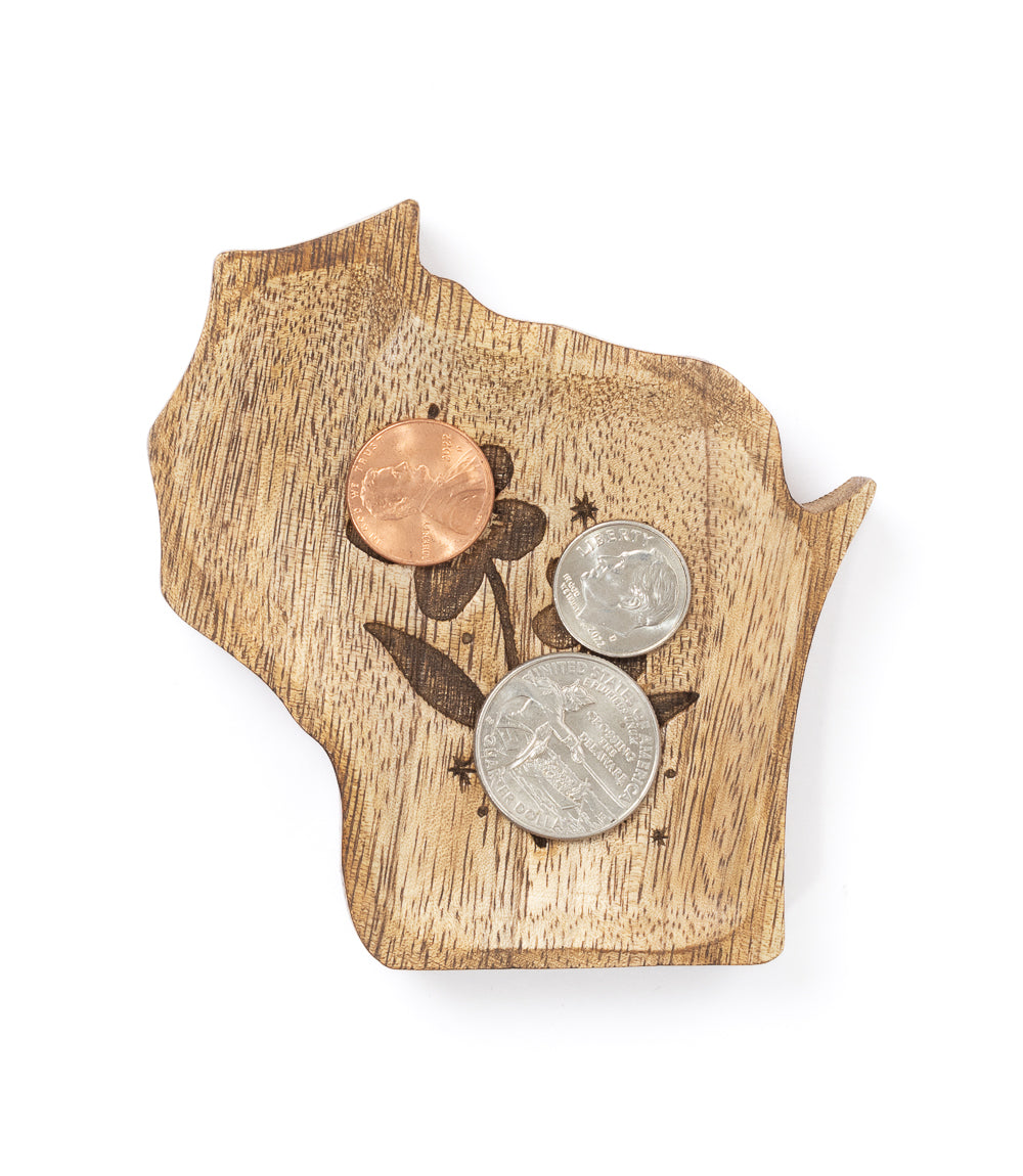 Wisconsin State Violet Trinket Dish - Mango Wood