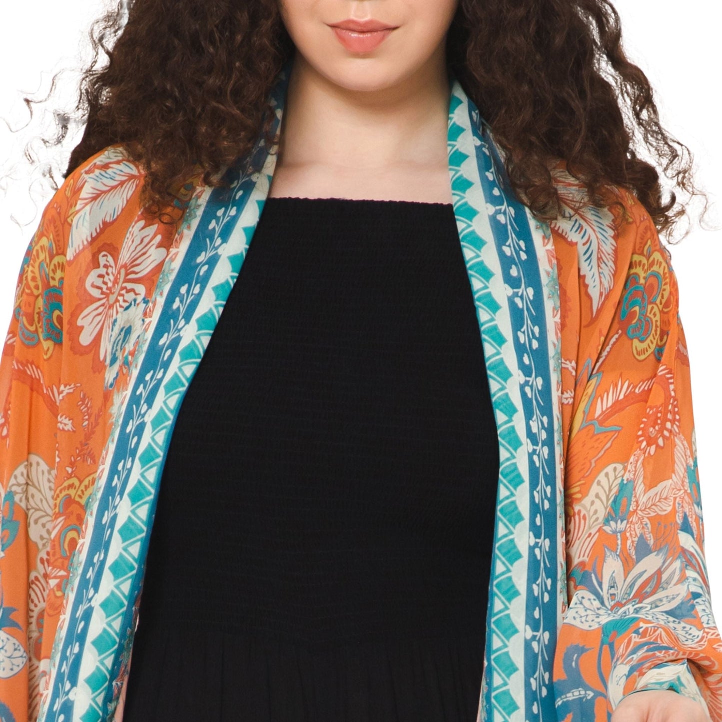 Wildflower Sheer Kimono - Tangerine