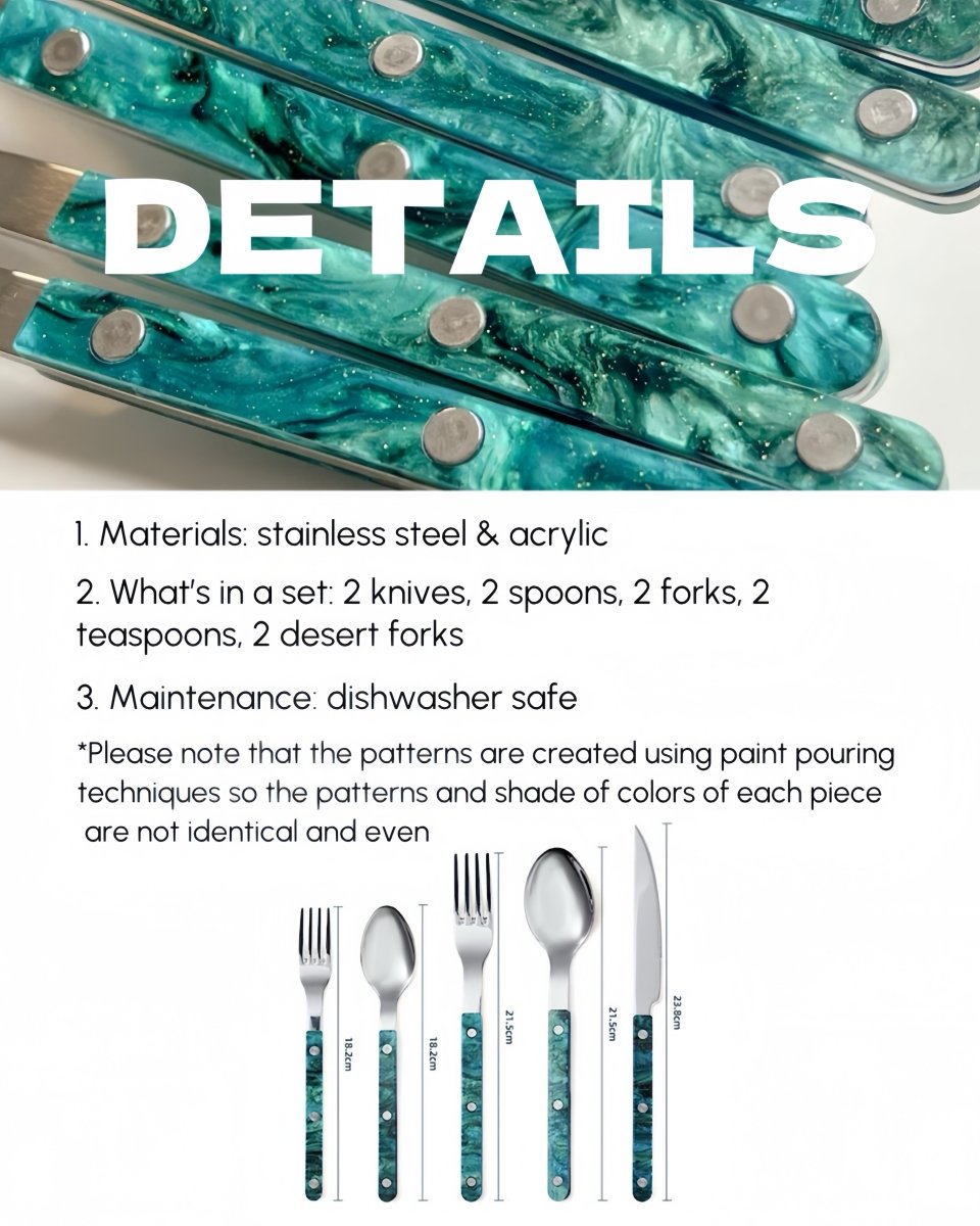 Set Of 10 Pcs Terra Flatware, Modern Elegant Cutlery Silverware
