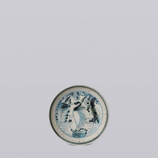 Small Blue and White Porcelain Dancing Crane Dish