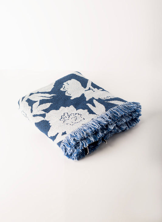 Addy Delft Floral Jacquard Woven Throw Blanket