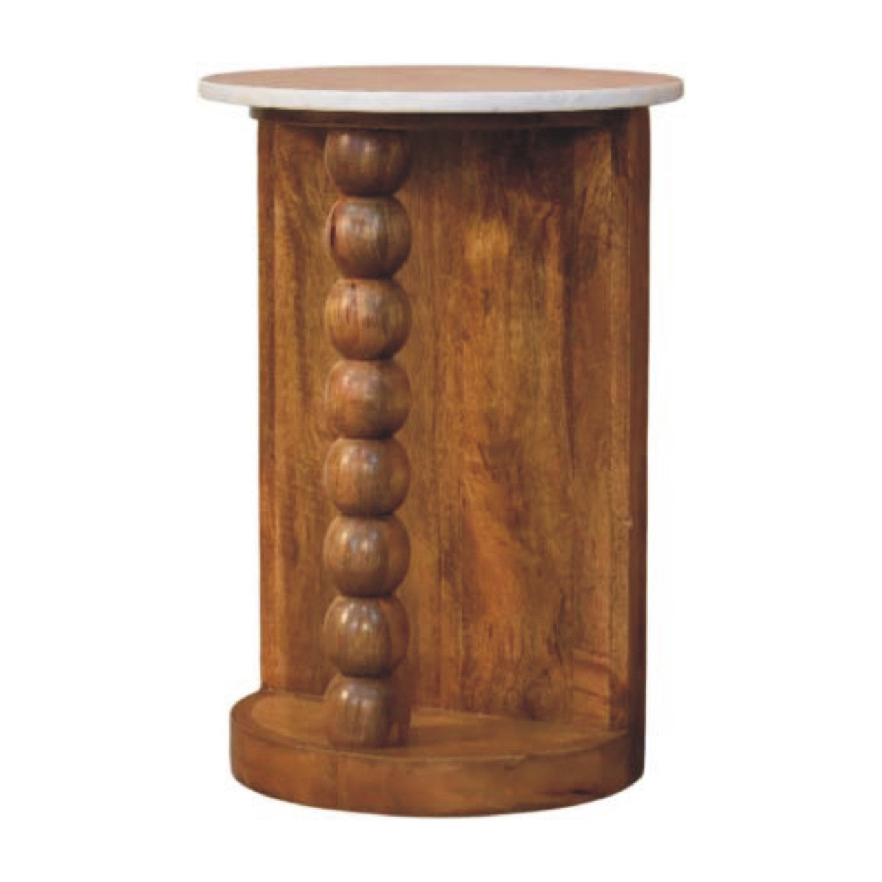 Solid Wood Marble-Top Spindle Side Table