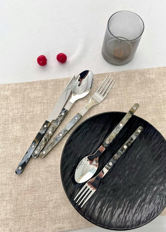 Set Of 10 Pcs Terra Flatware, Modern Elegant Cutlery Silverware