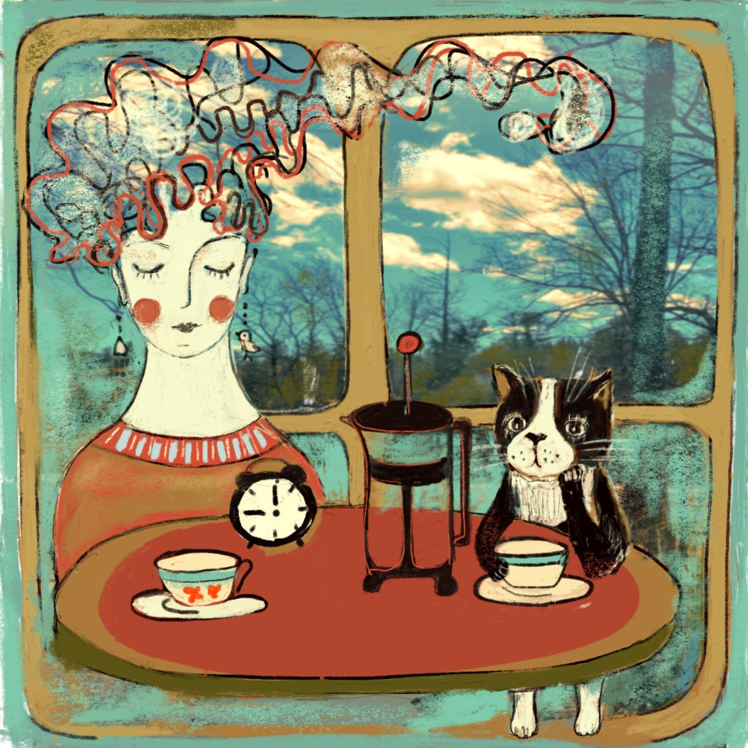 Coffee with Cat: Day Scene & Night Scene