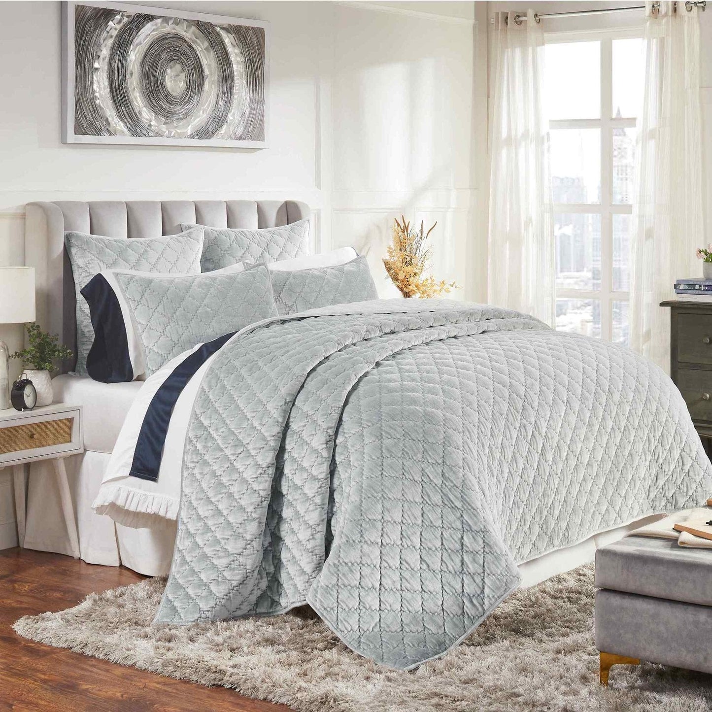 Clermont Diamond Velvet Quilt
