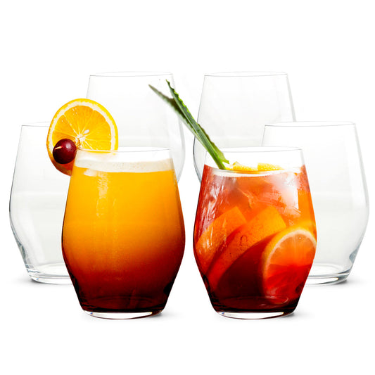Sante Stemless Crystal Wine Glasses - 15oz