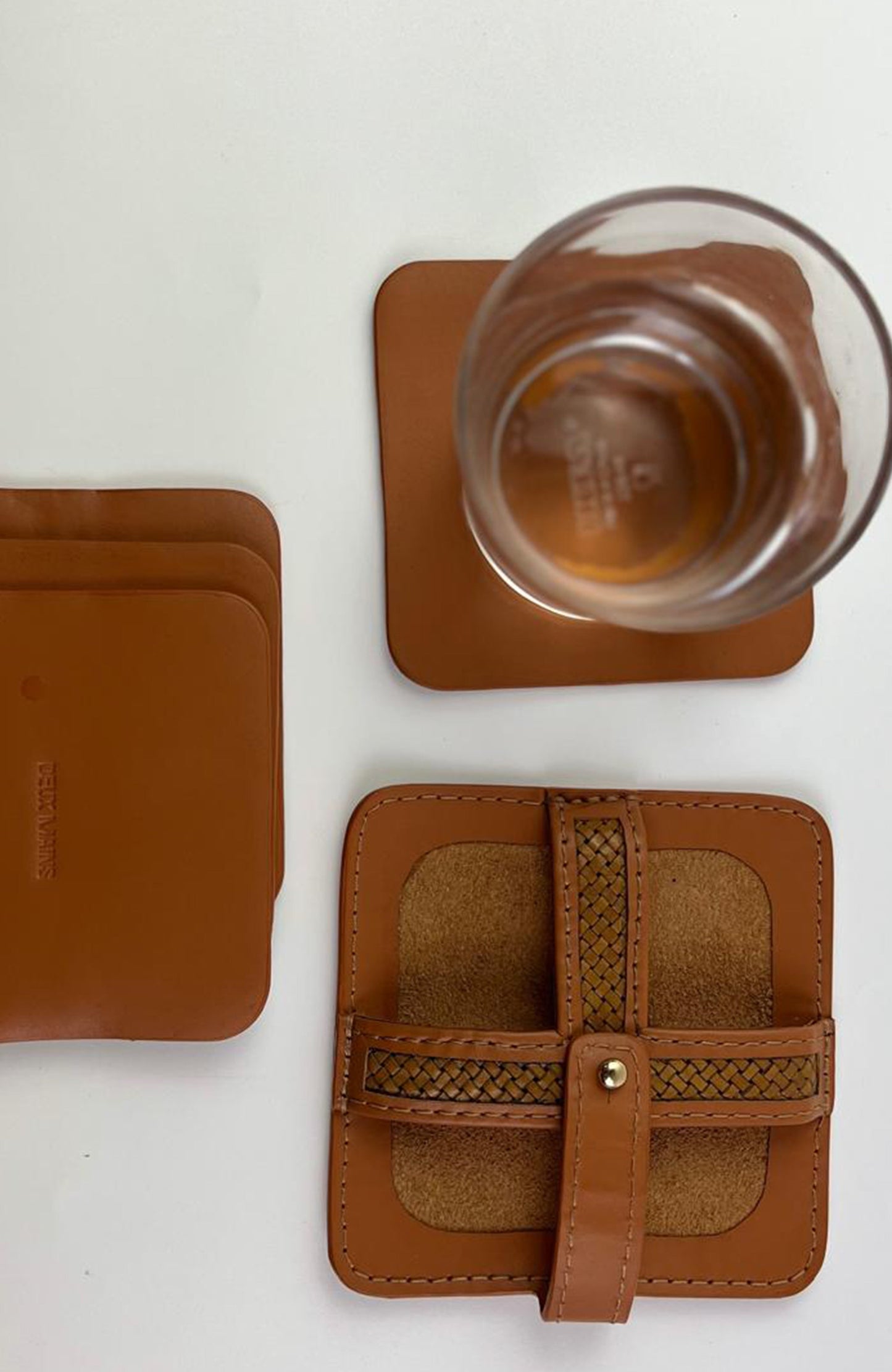 Woven Square Coasters  (Set of 4 with Holder)