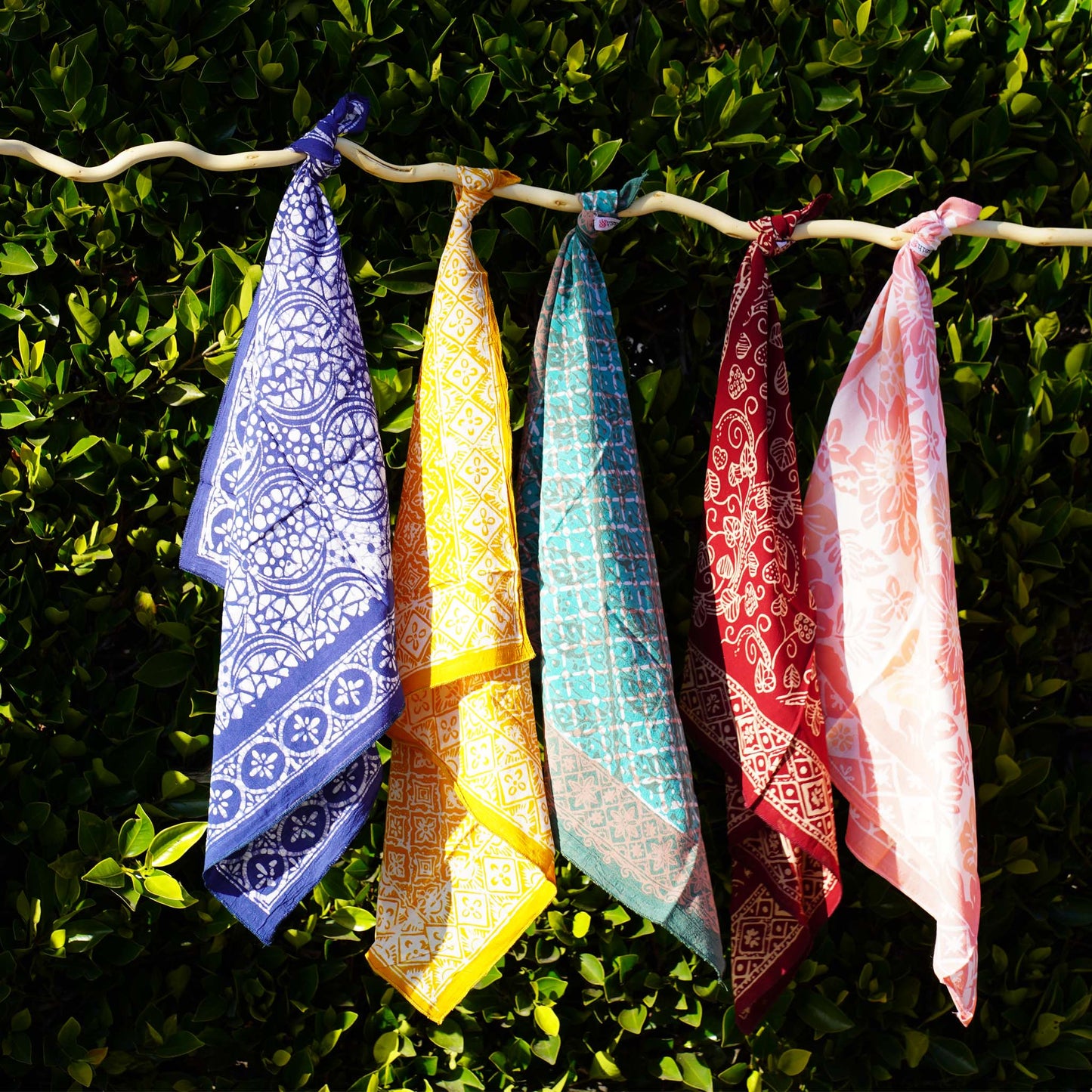 Large 39" Hand Dyed Batik Bandana - Soft Lightweight Cotton, Blue Stone