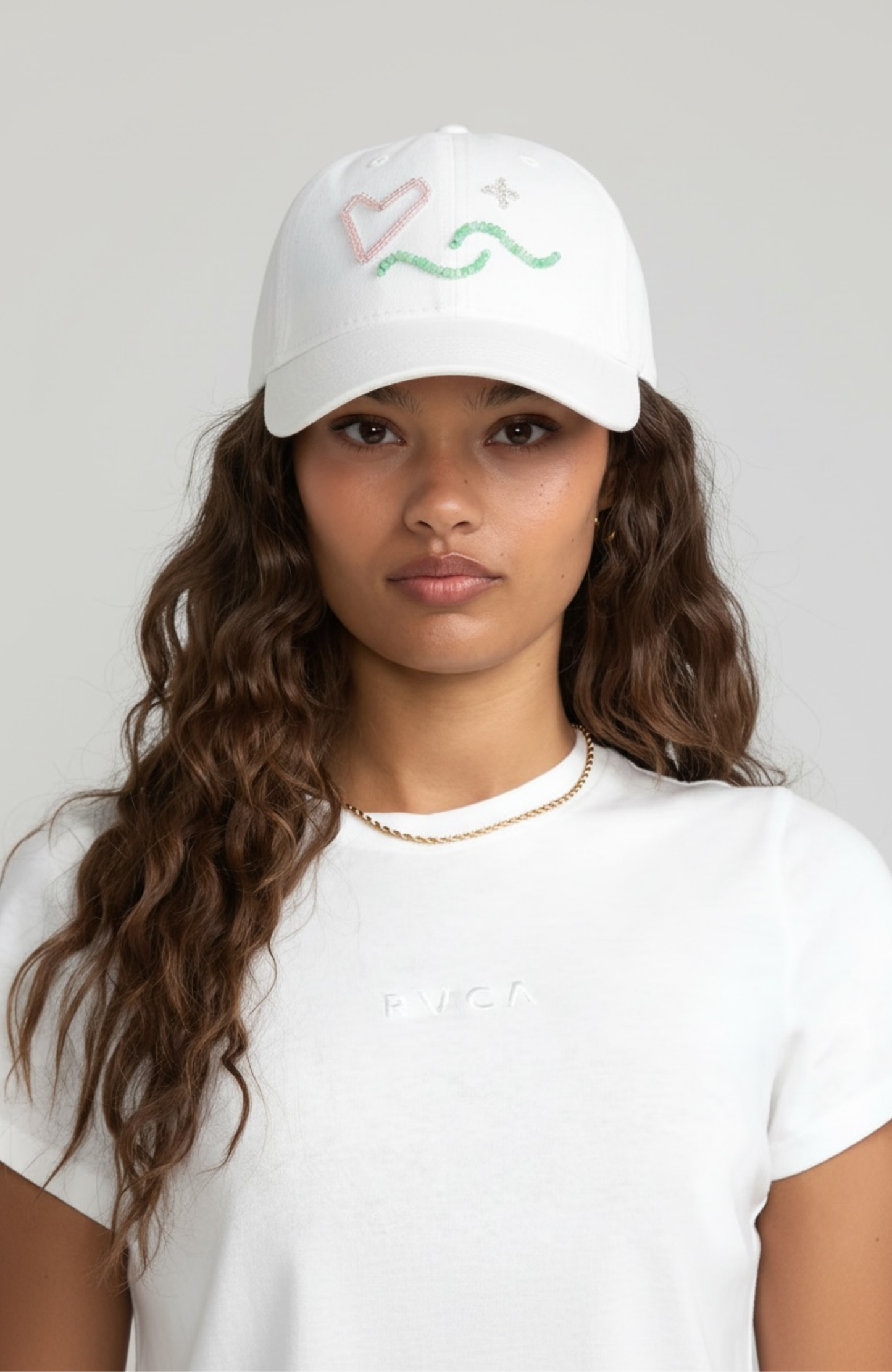 The Energy Project - Love & Light Hat - Hand-Beaded, Natrual Crystals - White