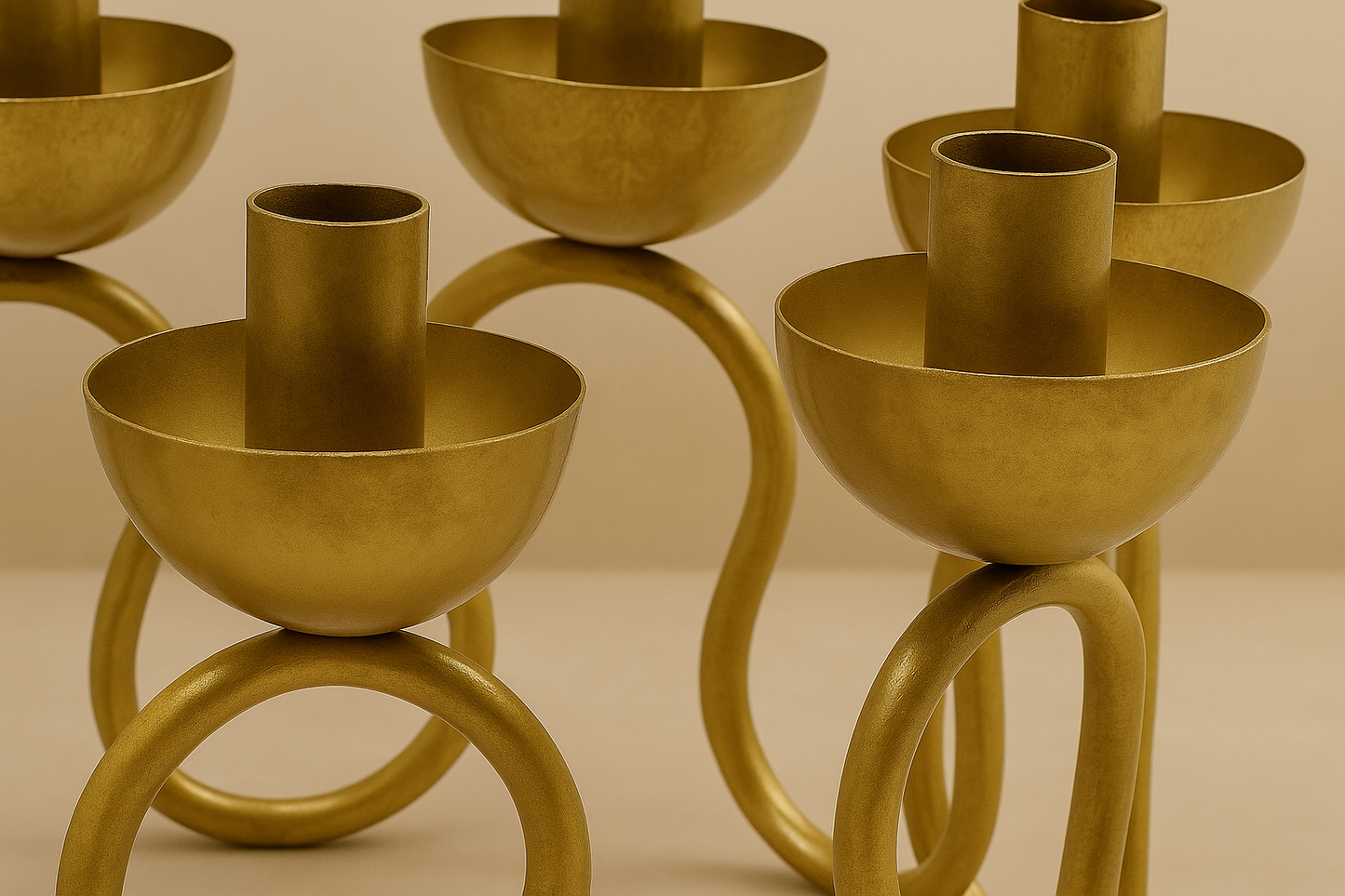Raíz Studio Vine Candelabrum – Hand-Cast Gold Metal 7-Light Candle Holder