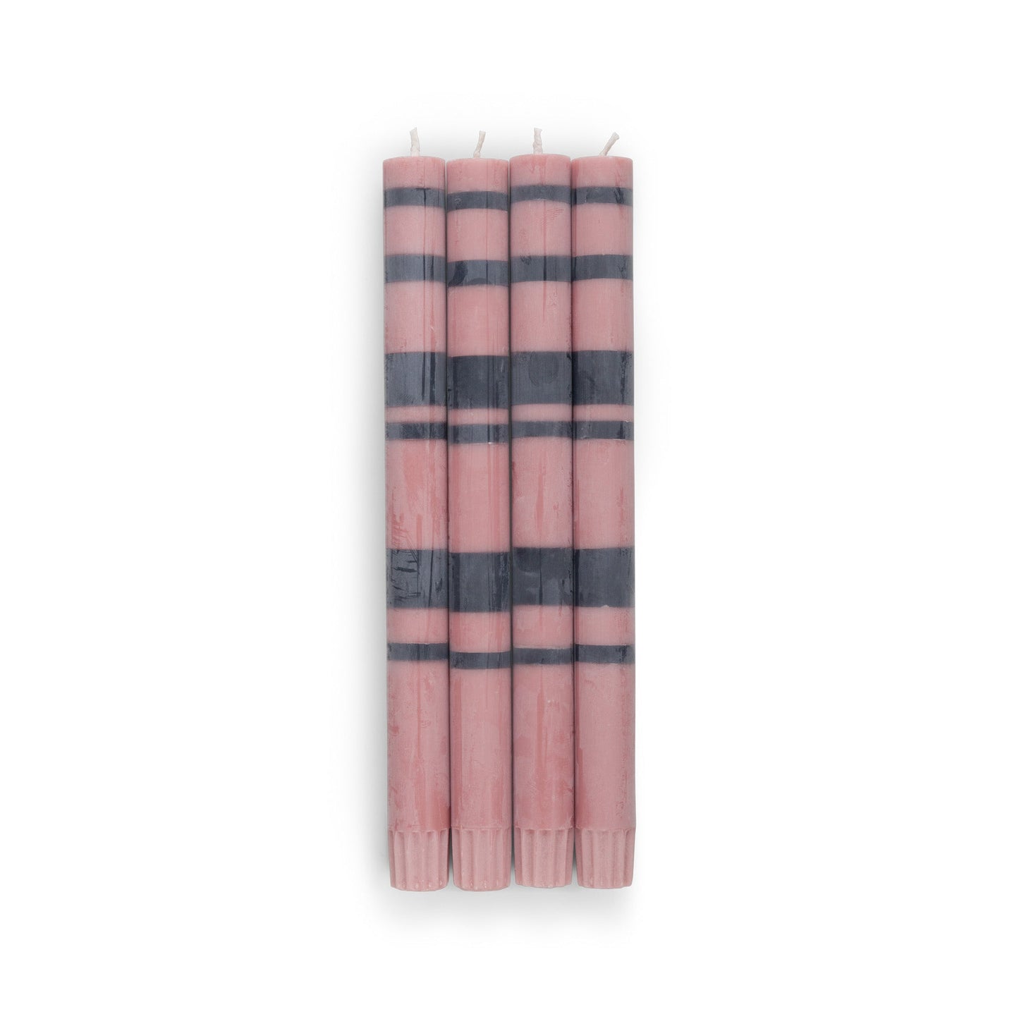 Striped Dinner Candles in Old Rose and Indigo Blue