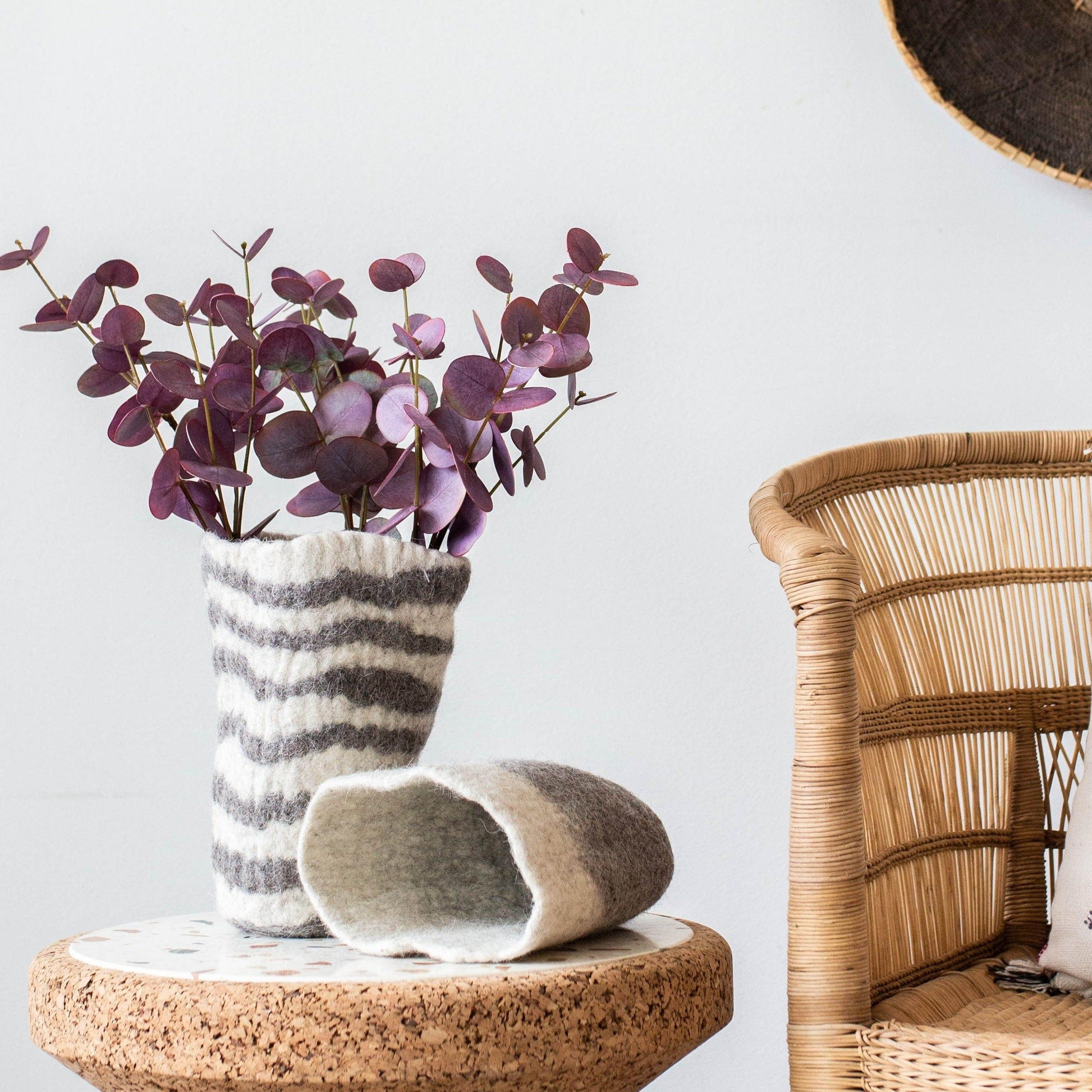 Hand-Felted Woven Wool Table Vase - Osadia Concept Store