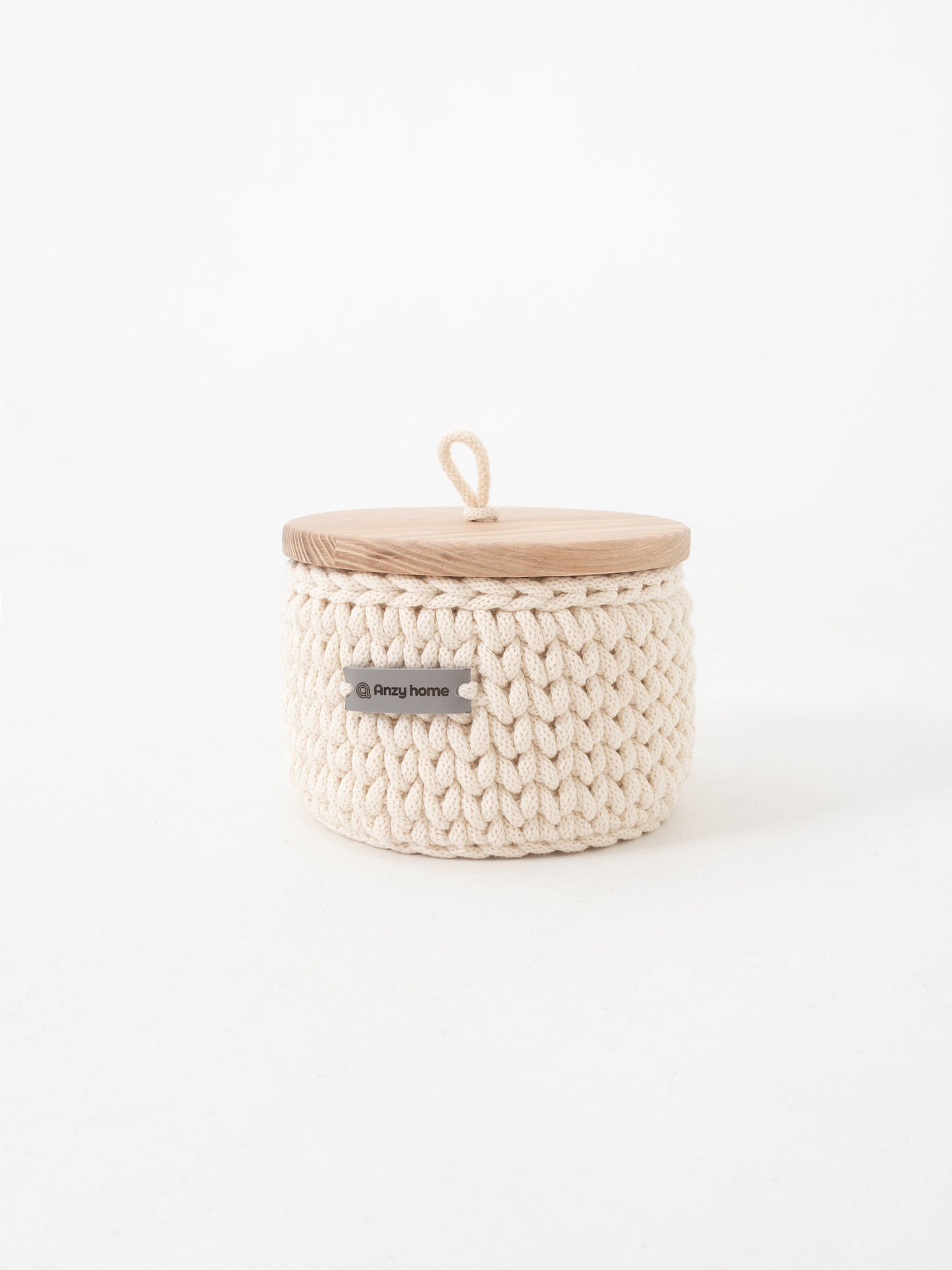 Round Storage Baskets w/ Wooden Lid