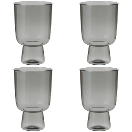 Set of 4 Tumbler 7oz Pedestal Smoke