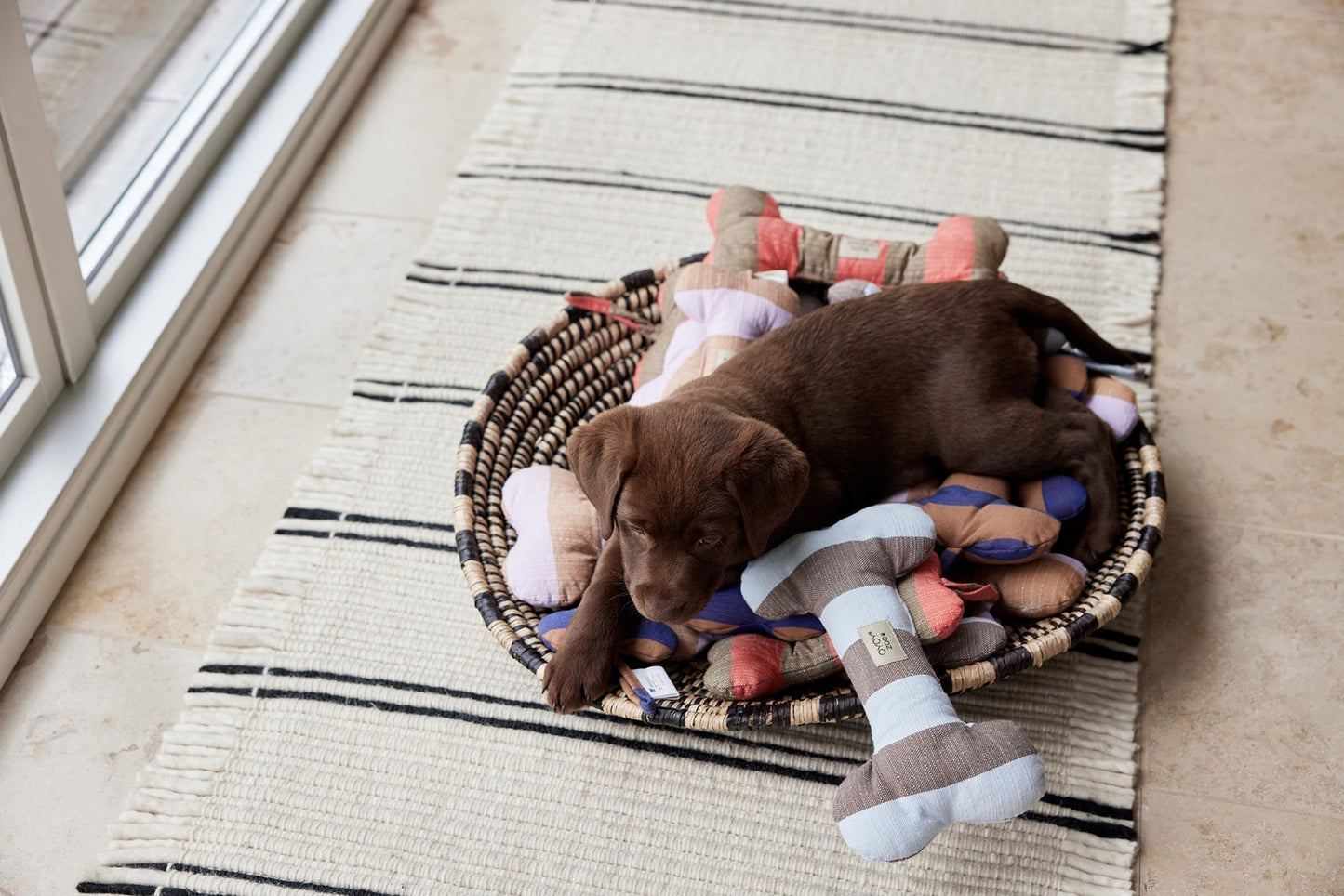 Ashi Dog Toy Large - Cherry Red/Taupe