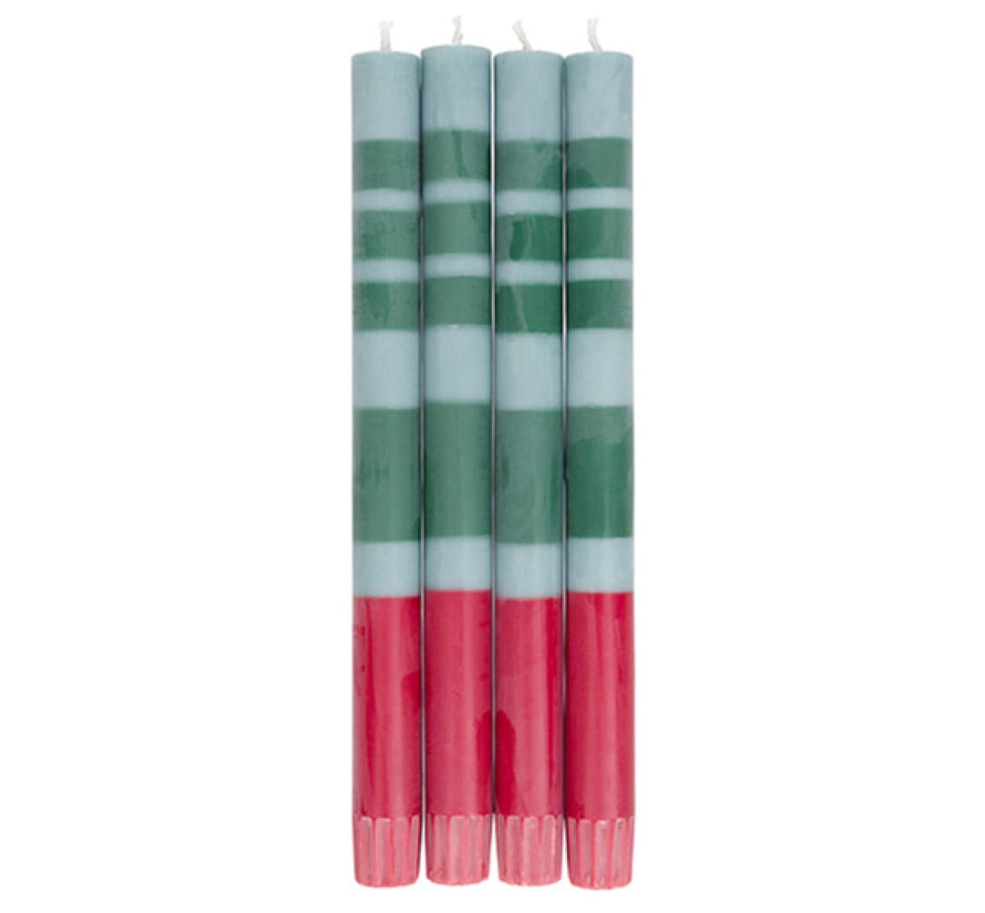 S/4 STRIPED Guardsman & Bokhara Dinner Candles