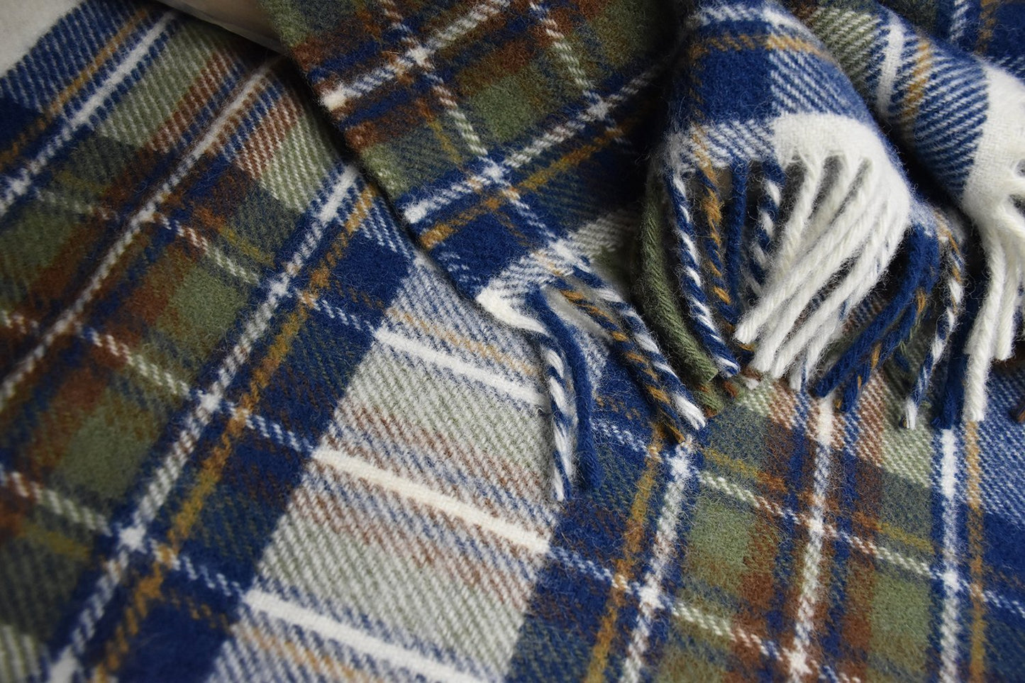 Highland Tweeds Fluffy Throw (Muted Blue Dress Stewart)