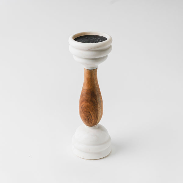 Signature Marble & Wood Pillar Candleholder