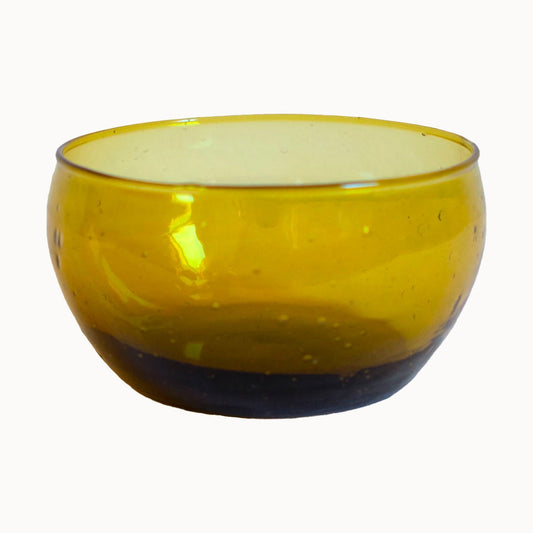 Ochre Handblown Glass Low Bowl
