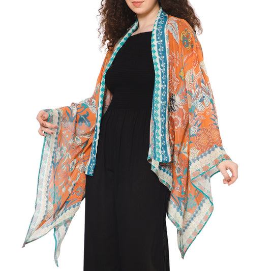 Wildflower Sheer Kimono - Tangerine