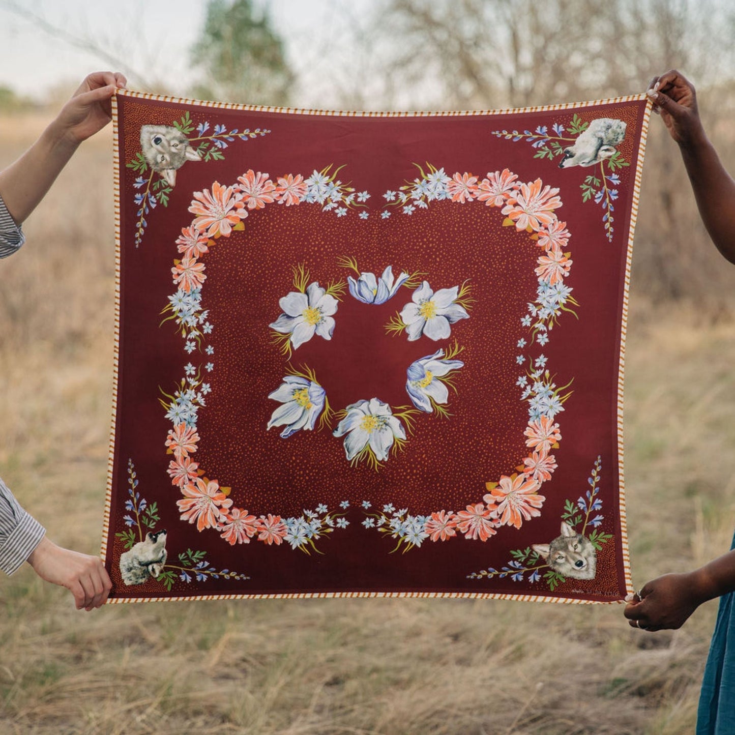 100% Silk Scarf: Lupine - Wolf Wildflower Pattern