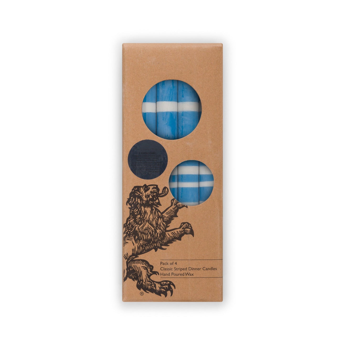 Striped Dinner Candles in Nanking and Gull Grey