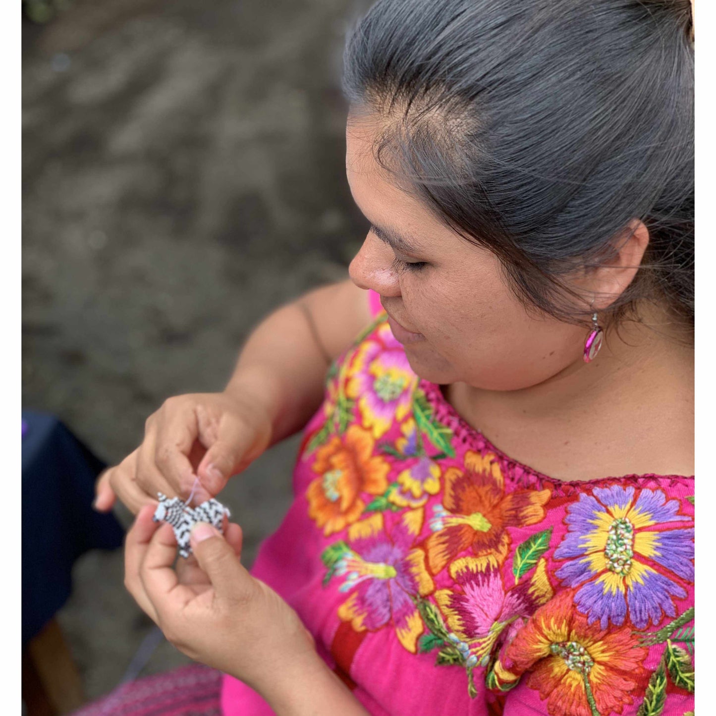 Baby Bee Seed Bead Key Chain - Guatemala