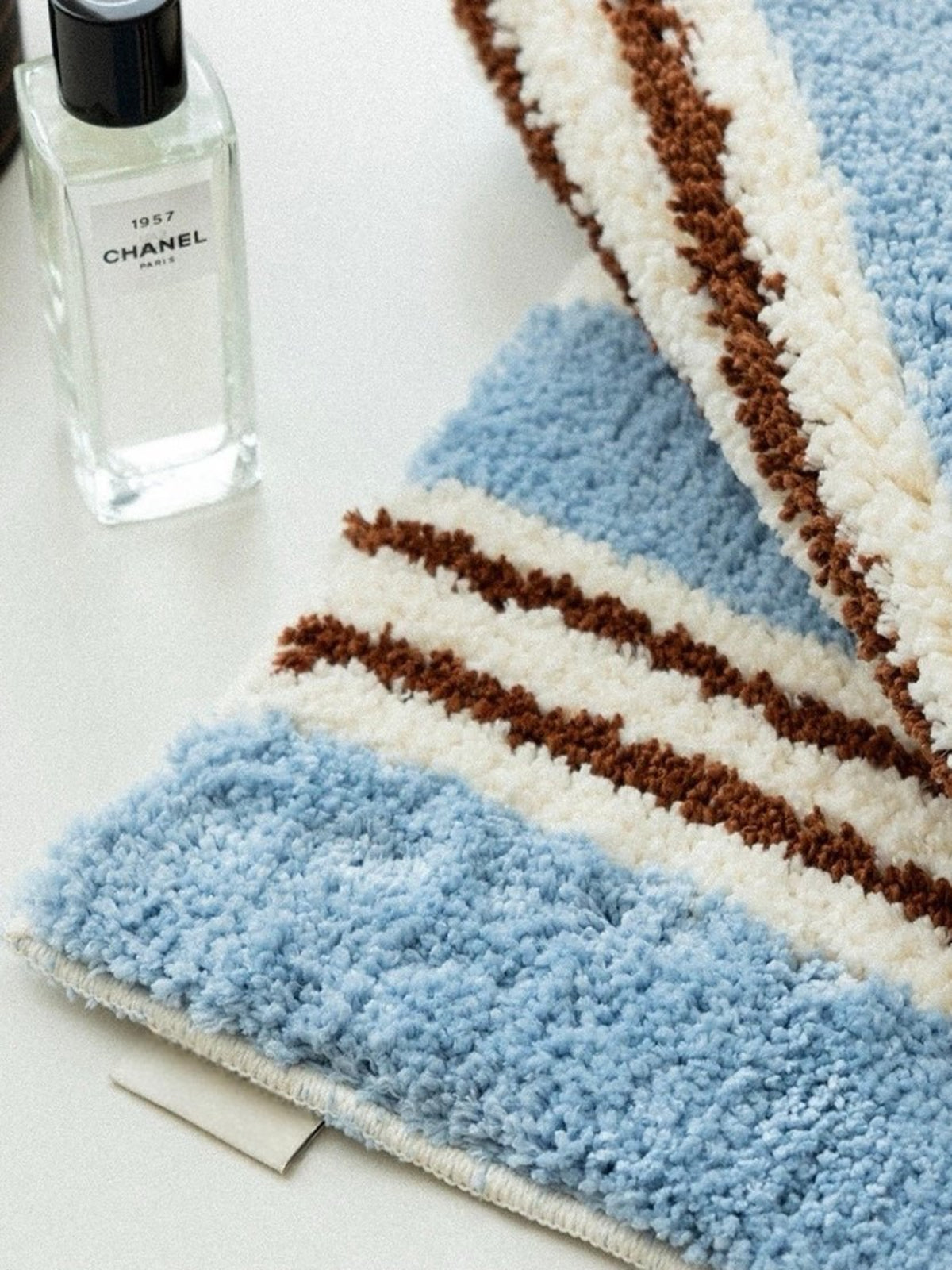Ultra Soft Retro Blue Stripe Bath Rug