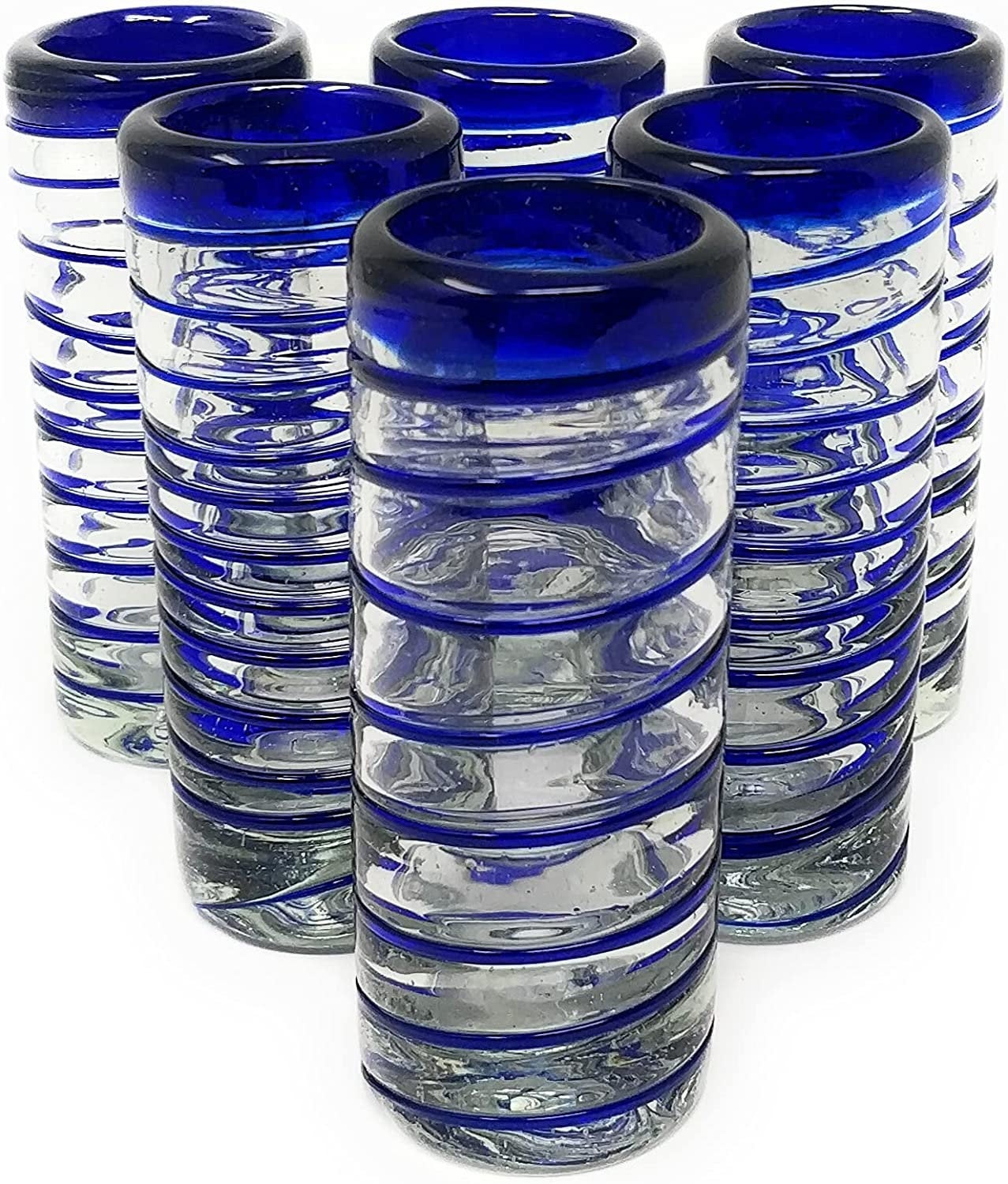Cobalt Blue Spiral Tequila Shot Glasses - Set of 6