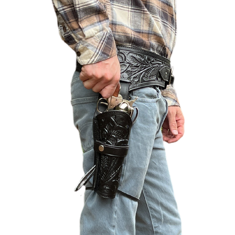 44/45 Caliber Revolver Leather Holster Belt - Black - Osadia Concept Store