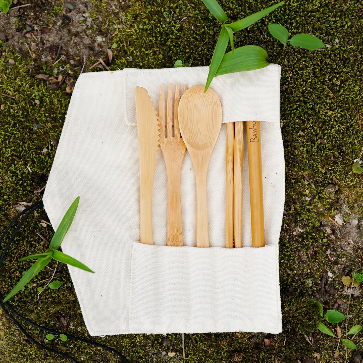 Bamboo Travel Cutlery & Cotton Wrap Set