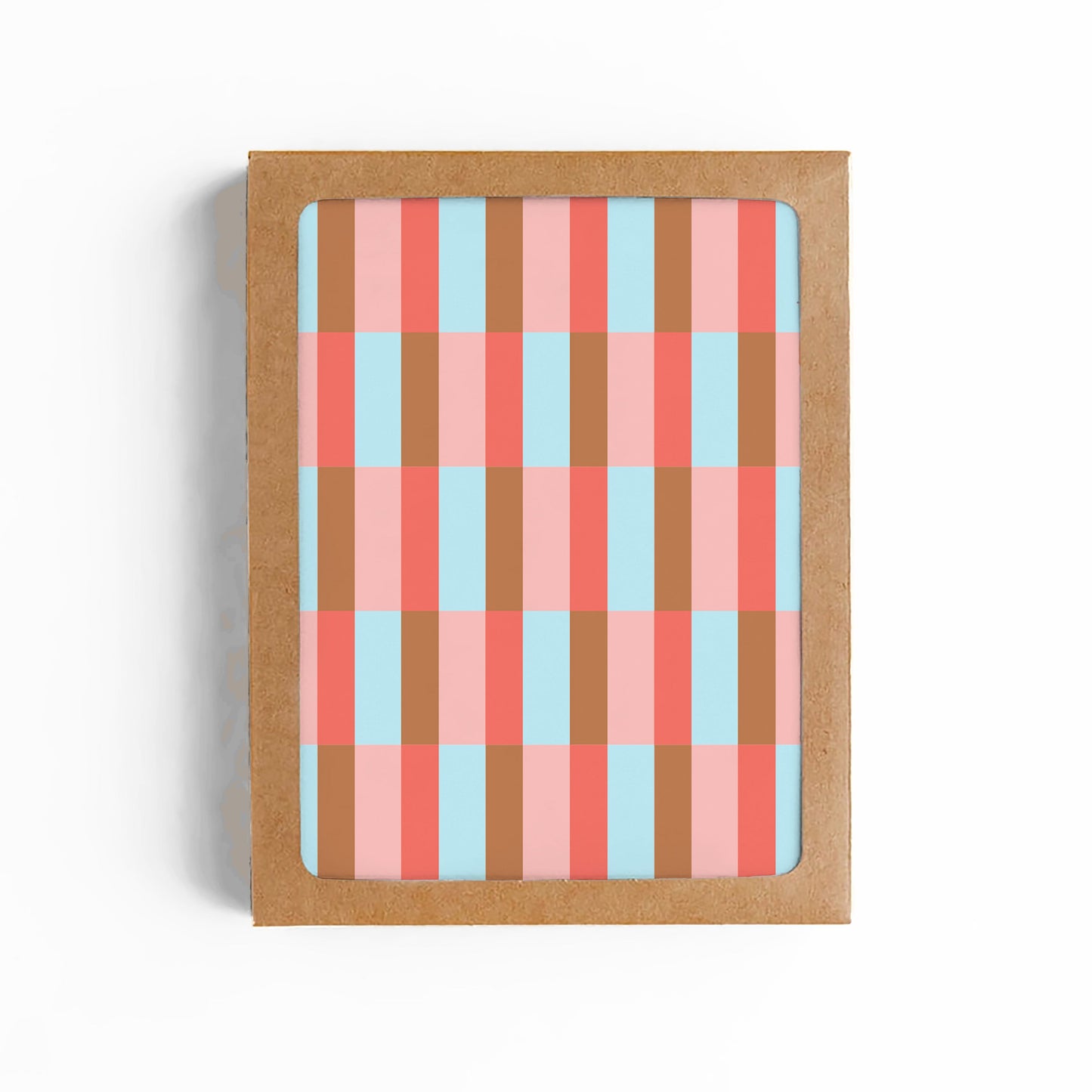 Retro Striped Checkerboard Blank Card-Boxed Set of 8