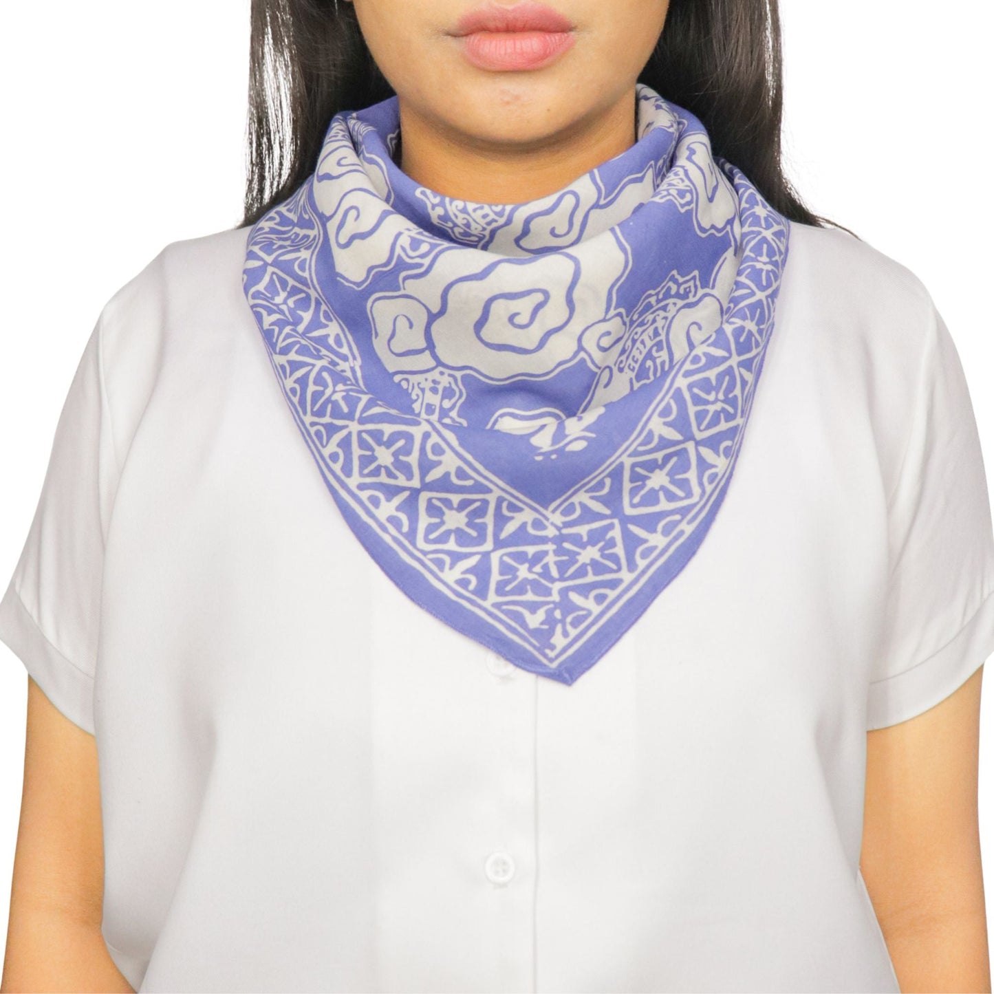Large 39" Hand Dyed Batik Bandana - Pewter Sky