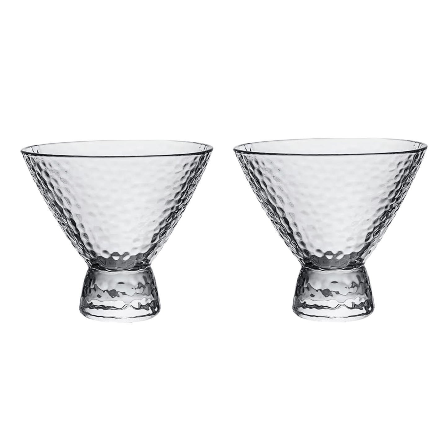 Clear Hammered Cocktail Martini Glasses - 8.5oz (Set of 2,4, or 6)