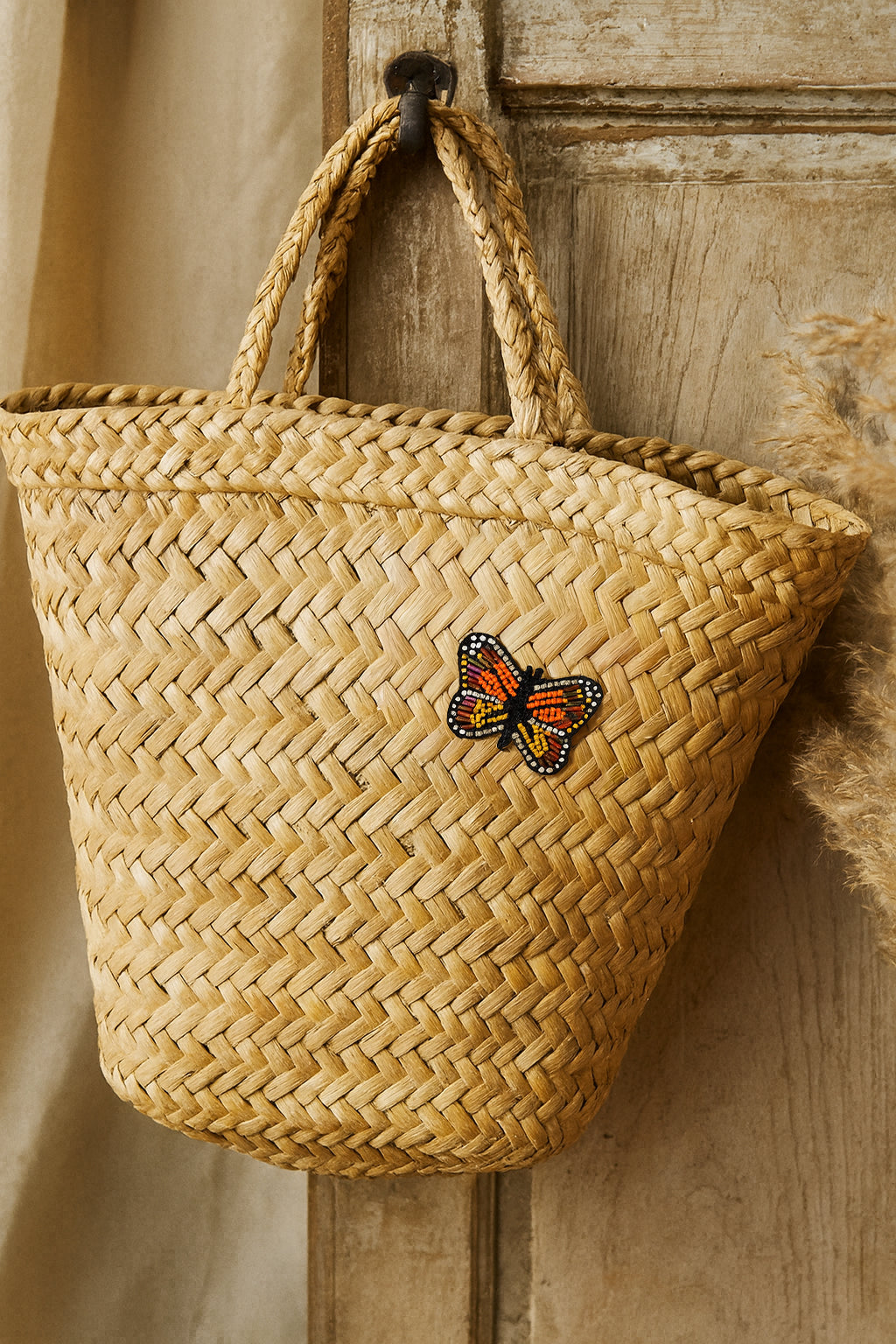 Bala Mani Beaded Butterfly Brooch Pin - Handmade