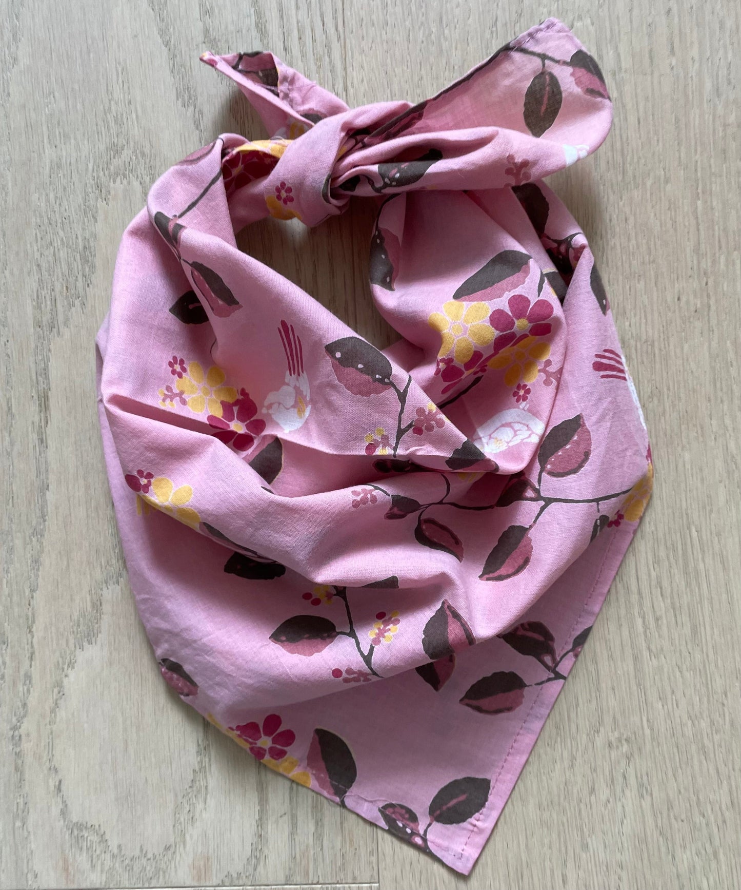 Bandana Scarf - Birdie on a Vine Blush Square