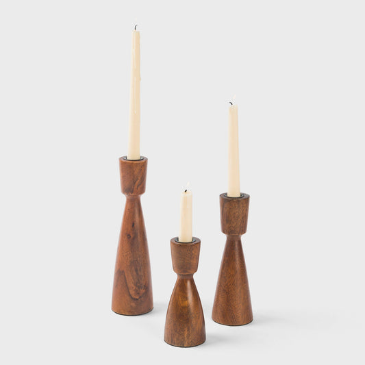 Hearth Mango Wood Taper Candlestick Holder