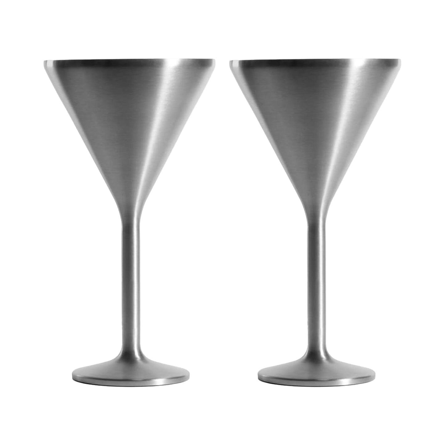 Stainless Steel Stemmed Martini Glass, Set of 2 - Steel