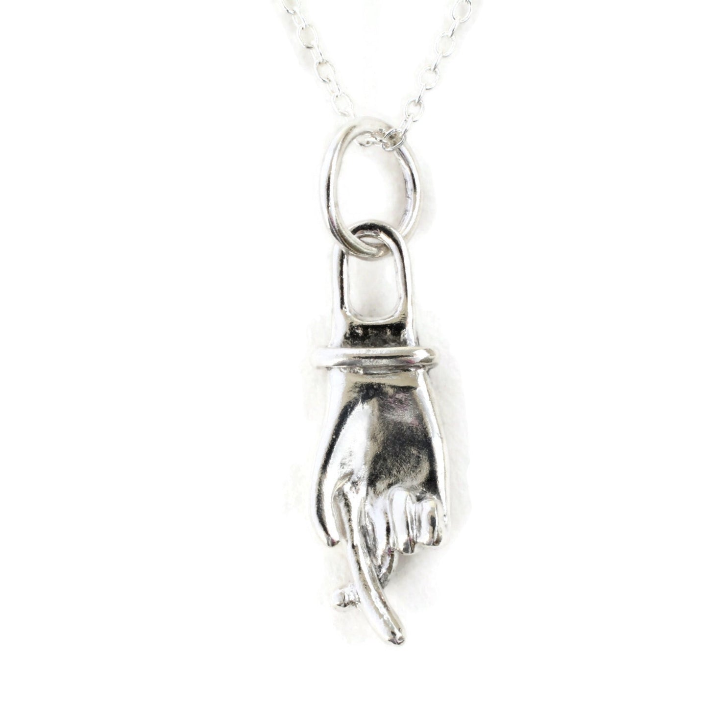 Sterling silver cross my fingers necklace