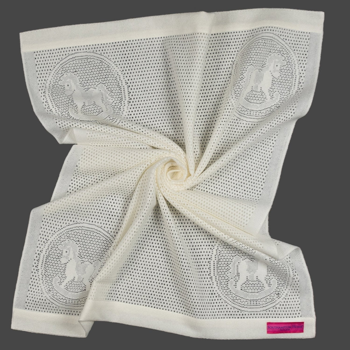 Southampton Home Lace Weave Rocking Horse Baby Blanket - Ivory