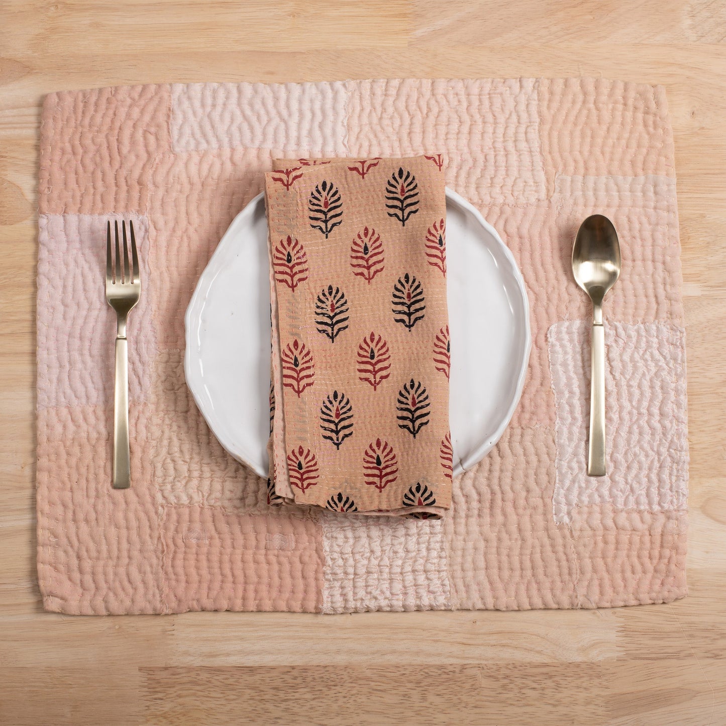 S/2 Mosaic Fray Patch Kantha Placemats
