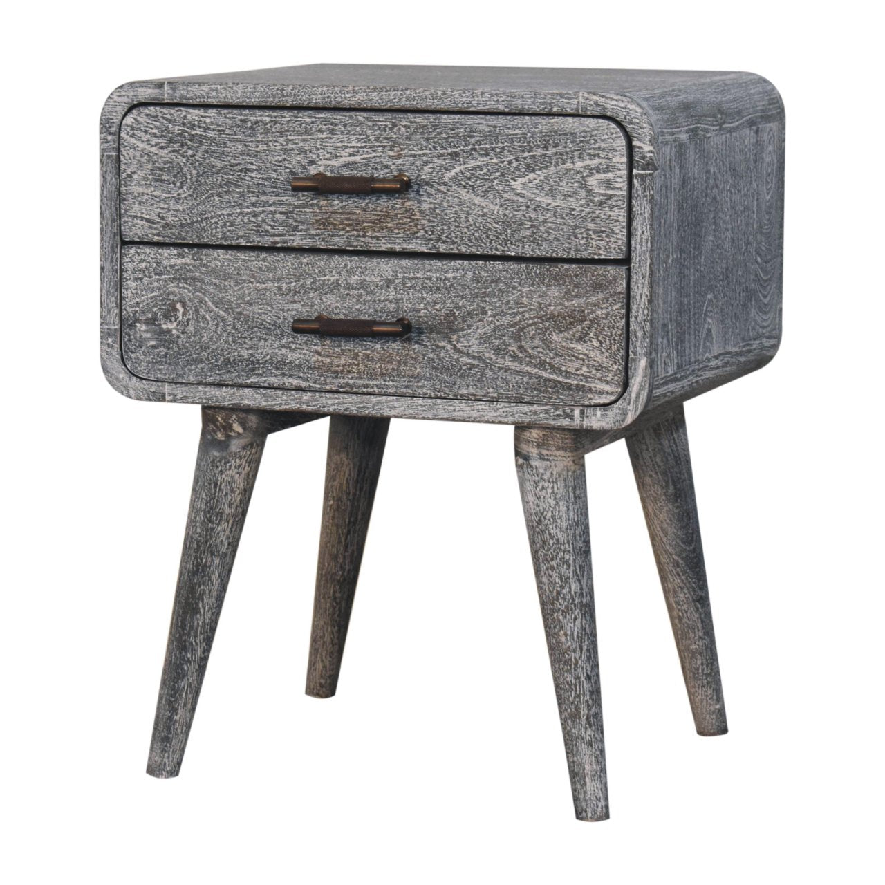 Solid Wood Sandblasted Ash Curved Bedside Table