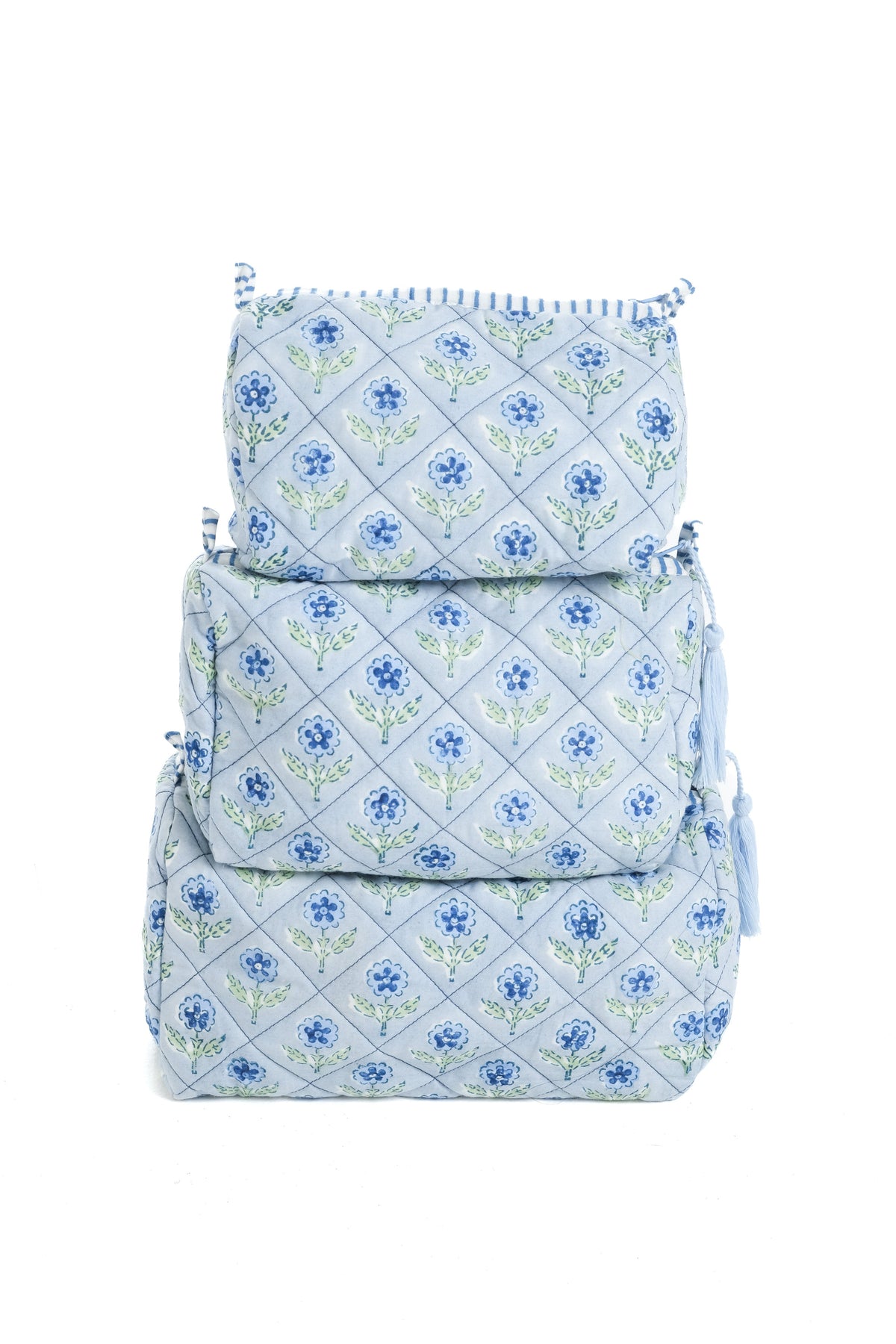 Mona Blockprint Makeup Bag in Blue