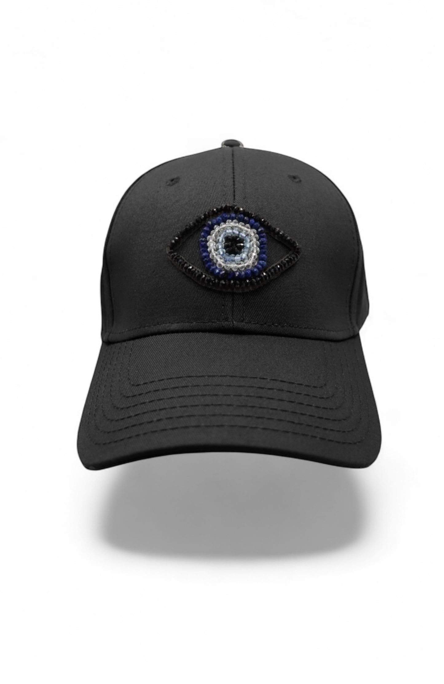 The Energy Project - Evil Eye Hat - Hand-Beaded, Natural Crystals
