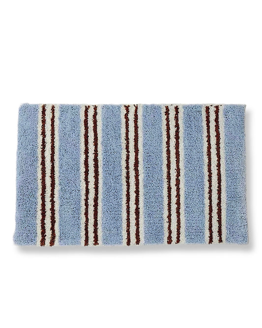 Ultra Soft Retro Blue Stripe Bath Rug