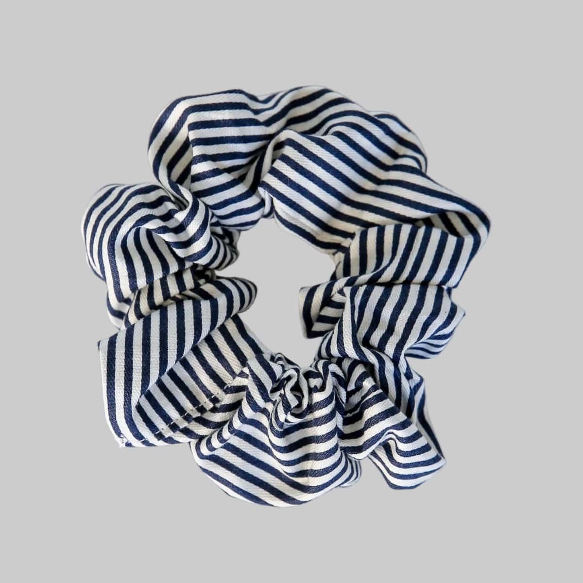 Navy Pinstripe Scrunchie