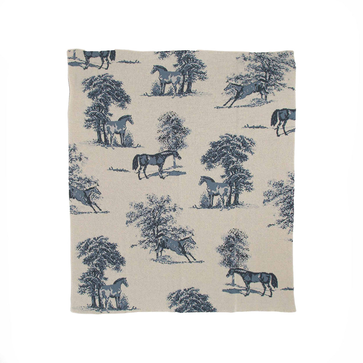 Equestrian Toile - Cotton Sustainable Knit Throw Blanket