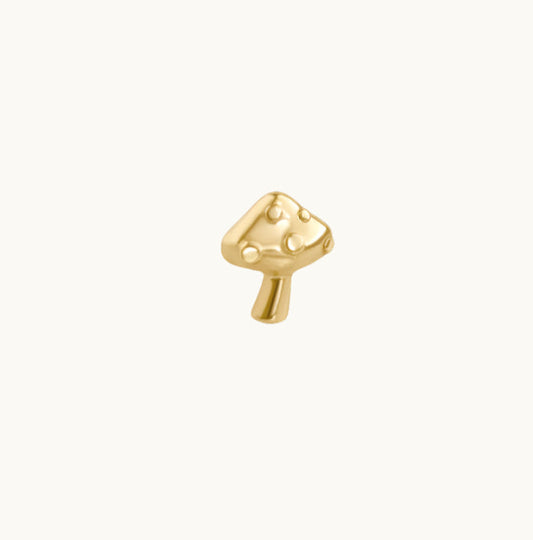 14K Yellow Gold Mushroom Stud