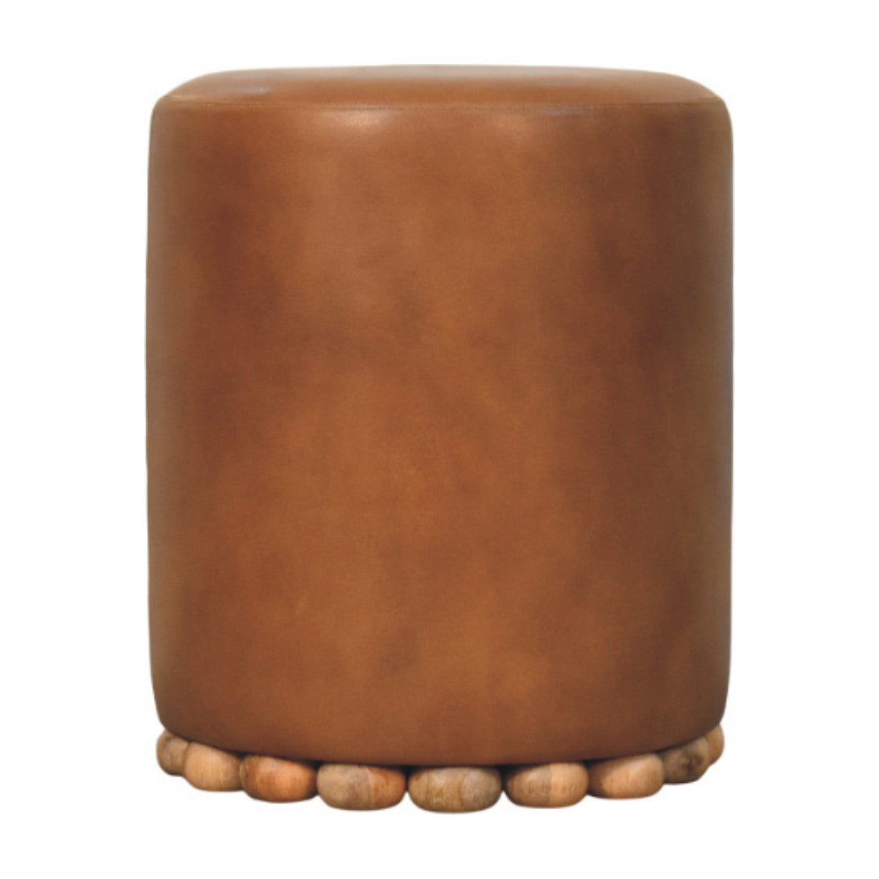 Solid Wood Bola Leather Stool